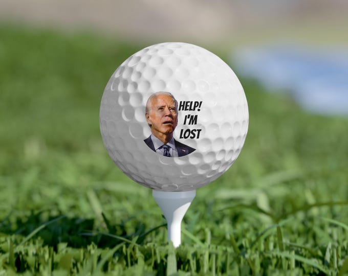Help i'm lost joe biden golf ball, confused sleepy joe funny joe biden golf ball, biden lost golf ball