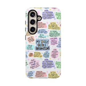 Capa de telefone com afirmações de versículos da Bíblia para iPhone 16 15 Pro Max 14 Plus Capa 12 13 Xs 11 SE Galaxy S23 Capa ultra resistente Capa de telefone com versículos da Bíblia