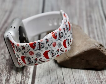Santa skull watch band for apple watch samsung silicone  christmas holiday winter  38mm 40mm 41mm 42mm 44mm 45mm gift