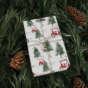 Golf Gift Wrapping Paper Roll, Christmas Gift Wrap for Him, Glossy Golf Cart Gift Wrap - Holiday Golf Gift Wrap, Golf Themed Wrapping Paper, image 14