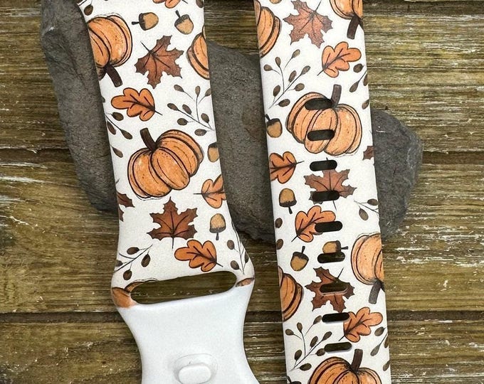 Fall autumn watch band for apple samsung watch 20 22 38 40 41 42 44 45 49mm pumpkins and leaves