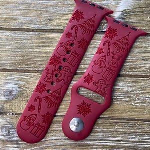 Cinturino inciso natalizio per Apple Watch 38 mm 40 mm 41 mm 42 mm 44 mm 45 mm 49 mm, cinturino sportivo in silicone morbido da uomo e da donna per iWatch serie Ultra 9-1