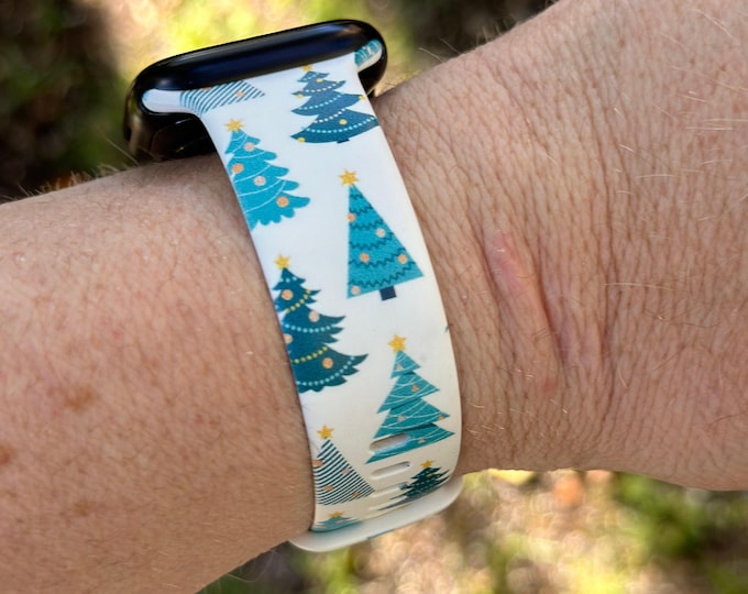 Christmas holiday watch band for apple watch samsung watch & fitbit xmas trees #206 silicone 20 22 38 40 41 42 44 45