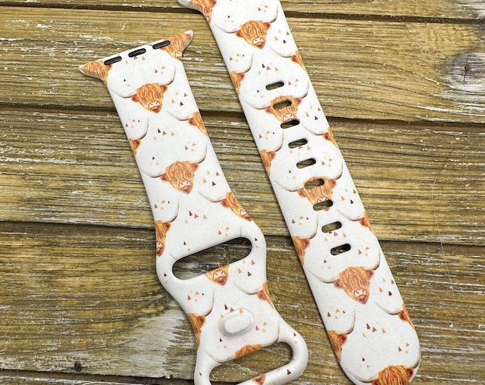 Highland cow watch band for apple watch band cowgirl highland cow silicone laser engraved strap 38mm 40mm 41mm 42mm 44mm 45mm 49mm gift