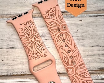 Boho Apple Watch Band – Wildflower Print Strap for Apple Watch Series, Gift for Women, Cute Floral Replacement Band