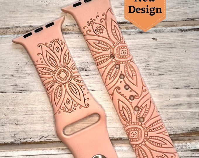 Boho Apple Watch Band – Wildflower Print Strap for Apple Watch Series, Gift for Women, Cute Floral Replacement Band