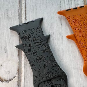 Halloween watch band for apple silicone skulls goth  goth patriotic gift women men guy boyfriend husband engraved 38 40 41 42 44 45mm gift