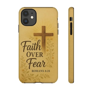 Christian Phone case Faith Over Fear for Iphone 16 15 14 13 Samsung S25 S24 S23 S22 Pixel 9 8 7 Christian Gift Bible Verse Phone Cover