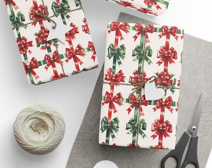 Christmas Crochet Pattern Wrapping Paper | Festive Gift Wrap Roll | Cute Holiday Themed Paper for Christmas Gifts