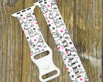 French bulldog apple watch band  frenchie dog 38mm 41mm 40mm 42mm 44mm 45mm printed laser women gift