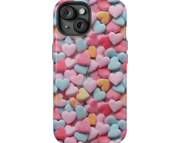 Candy Hearts Valentine Phone case Aesthetic Cover for iPhone 15, 14, 13, Pro Max Plus Mag Safe