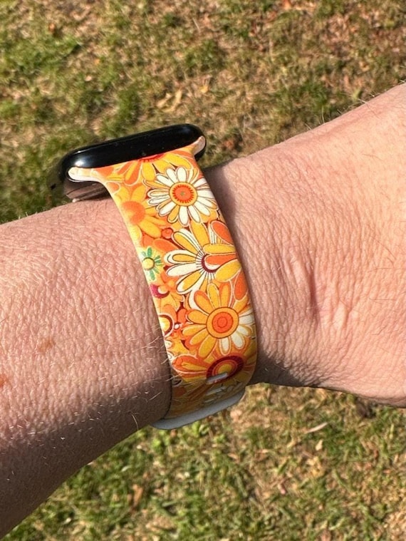 Retro floral print watch band for apple watch iwatch samsung band silicone boho flower watch 38/40/41 42/44/45/49 ultra strap women gift