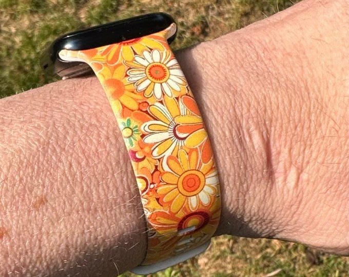 Retro floral print watch band for apple watch iwatch samsung band silicone boho flower watch 38/40/41 42/44/45/49 ultra strap women gift