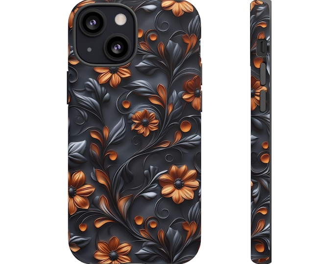 3D Floral iPhone Case: Dark Academia Victorian Style