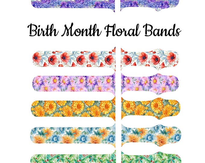 Floral band for apple watch bands 38/40/41/42/44/45/49mm women, silicone birthday flower bracelet for iwatch series se/9/8/7/6/5/4