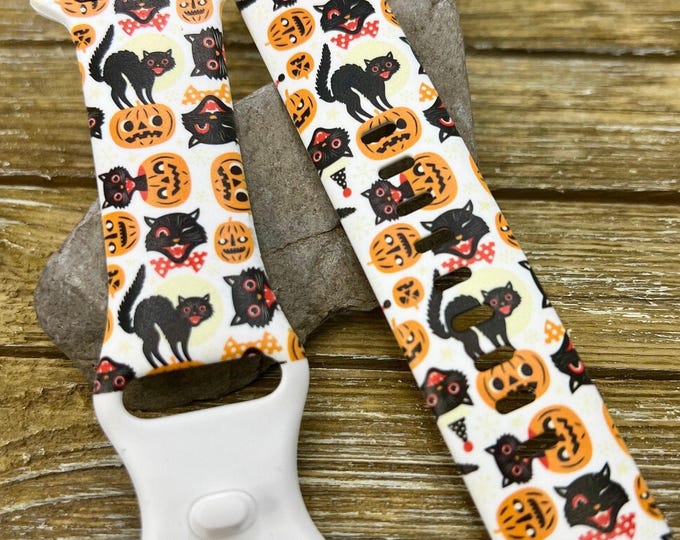Halloween cats watch band for apple | halloween jewelry vintage halloween cats pumpkin tpu silicone 38mm 40mm 41mm 42mm 44mm 45mm 49mm gift