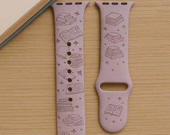 Books laser engraved smartwatch bands for apple watch 38 40 41 42 44 45 49 ultra gift