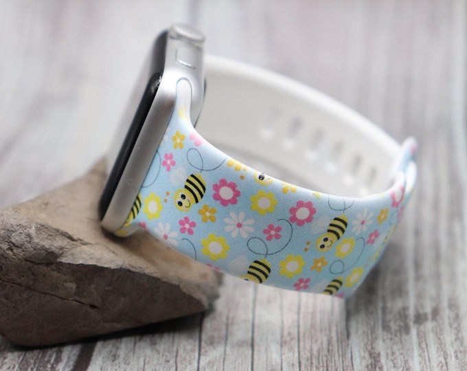 Bees floral watch band for apple watch samsung band women's iwatch strap watch 38/40/41 42/44/45/49 gift