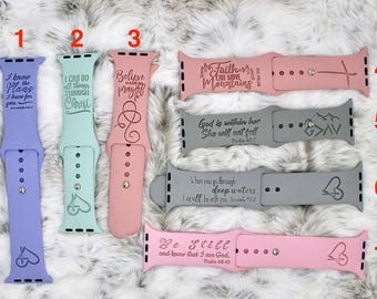 Engraved watch band christian collection watch band for apple watch engraved  | bible verse sayings 38mm 40mm 41mm 42mm 44mm 45mm 49mm gift