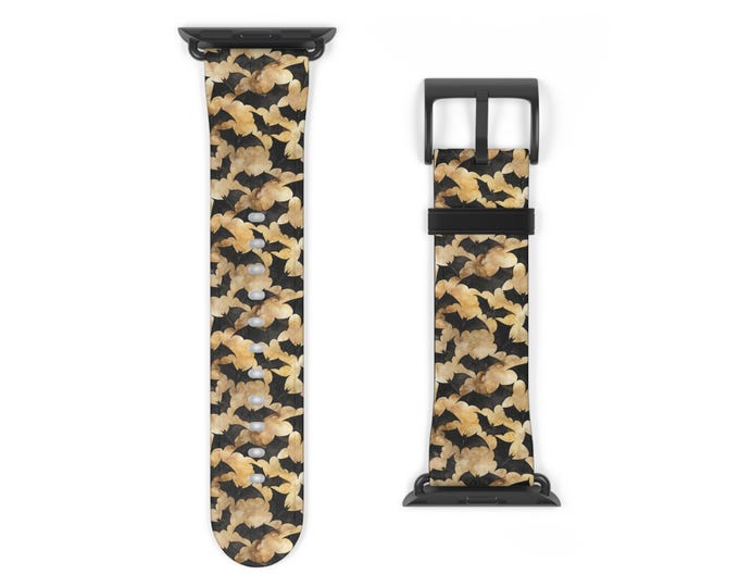 Halloween Bats Apple Watch Band: Faux Leather Strap, Autumn Accessory