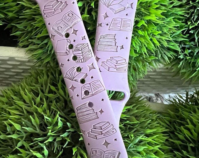 Book Lover Watch Band Literary Themed Watch Strap Engraved Silicone Bookworm Gift Compatible Apple Series Floral Coffee Mother Day Present