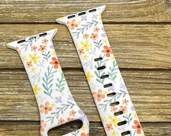 Womens floral watch band for apple watch iwatch samsung strap silicone watch 38/40/41 42/44/45/49
