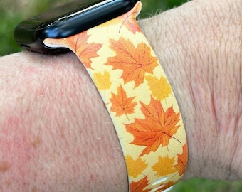 Fall autumn leaves watch band for apple watch orange fall leaves autumn iwatch  20 22 38 40 41 42 44 45 49mm gift