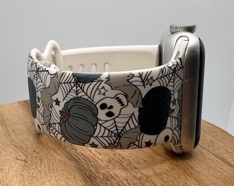 Halloween watch strap halloween skulls and pumpkins | tpu silicone 38mm 40mm 41mm 42mm 44mm 45mm 49mm gift