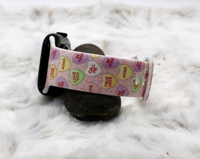 Valentine's day watch band candy hearts for apple watch samsung fitbit 20mm 22mm 38mm 40mm 41mm 42mm 44mm 45mm 49mm gift