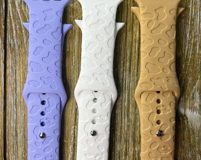 Leopard print watch band for apple cheetah print silicone engraved  38mm 40mm 41mm 42mm 44mm 45mm series 1,2,3,4,5,6,7 gift