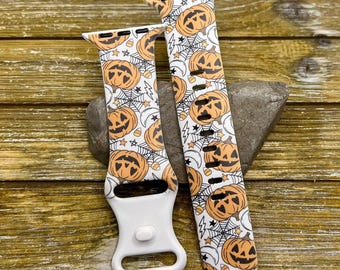 Halloween watch band for apple | happy pumpkins | tpu silicone 38mm 40mm 41mm 42mm 44mm 45mm printed spooky band gift