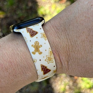 Christmas holiday watch band for apple watch samsung watch & fitbit gingernbread and xmas trees #204 silicone 20 22 38 40 41 42 44 45