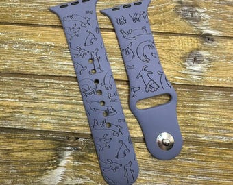 Weiner dog watch band for apple watch  dachshund  silicone laser engraved  weiner dog 38/40/41mm, 42/44/45/49mm gift