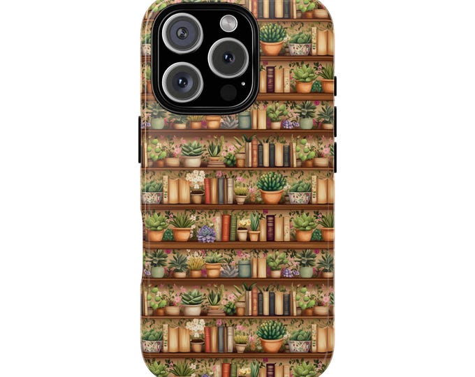 Floral Succulent Bookshelf Phone Case: Bookworm Gift