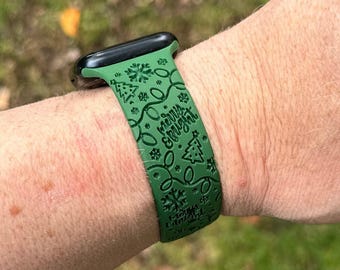 Christmas engraved band apple watch band 38mm 40mm 41mm 42mm 44mm 45mm 49mm,women men soft silicone sport strap for iwatch series ultra 9-1