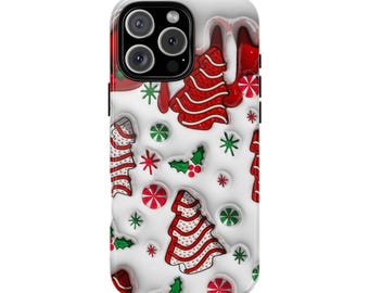 Funda de teléfono con efecto 3D navideño de invierno para iPhone 17, 16, 15 Pro Max, Air, 14 Plus, 13, 12, 11, XR, XS y Samsung S25, S24, S23, Pixel 8, 7