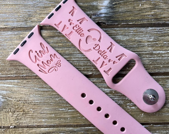 Girl mom personalized watch band for apple  iwatch band silicone  38mm 40mm 41mm 42mm 44mm 45mm