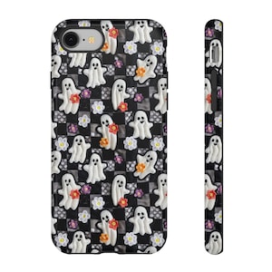 Vintage Ghost Floral Phone Case iPhone | Pixel | Samsung | Embroidered Floral Charm Phone Cover | Halloween Cottagecore | fashion gift