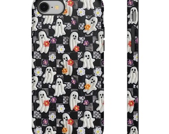 Vintage Ghost Floral Phone Case iPhone | Pixel | Samsung | Embroidered Floral Charm Phone Cover | Halloween Cottagecore | fashion gift