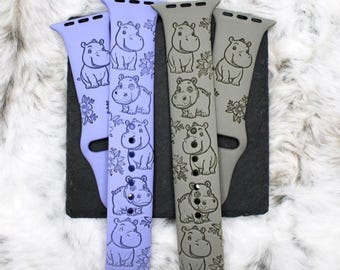 Cute Watch band for Apple watch silicone band laser engraved compatible 38/40/41mm, 42/44/45mm, series 1,2,3,4,5,6,7,8,9,10,se,se2