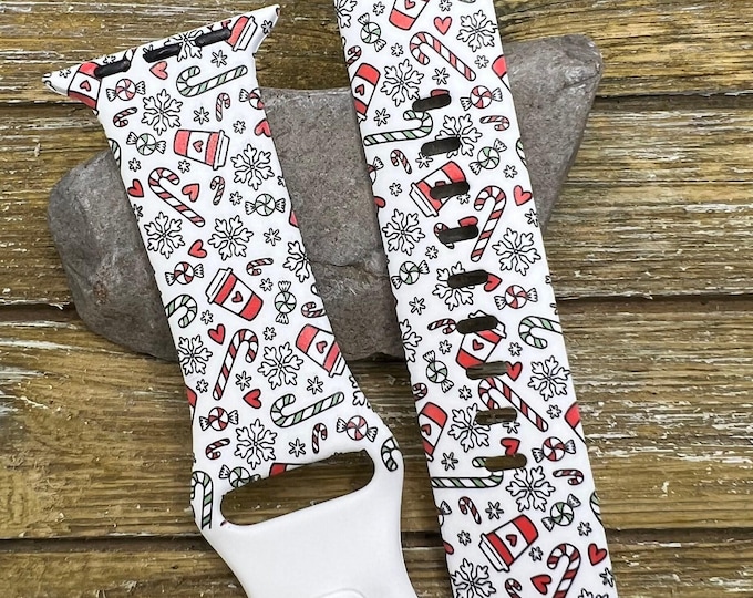 Christmas favorites watch band apple watch silicone coffee and candy holiday winter  38mm 40mm 41mm 42mm 44mm 45mm gift