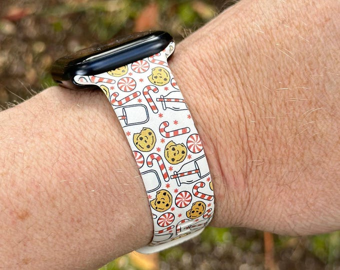 Christmas watch band for apple watch samsung watch & fitbit cookies silicone 20 22 38 40 41 42 44 45 49mm
