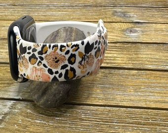 Leopard floral watch band for apple watch samsung fitbit strap black compatible 38mm 40mm 41mm 42mm 44mm 49mm cute watch band gift