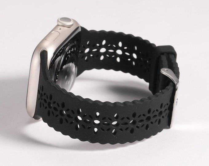Lace silicone apple watch band laser cut women’s apple watch band, apple watch band 38mm 40mm 41mm 42mm 44mm 45mm 49mm, series 1-9 gift