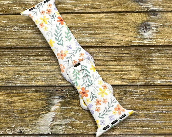 Wildflower Silicone Band for Apple Watch Compatible 38/40/41mm, 42/44/45mm, Series 1,2,3,4,5,6,7,8,9,SE,SE2