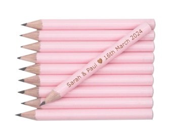 Personalised mini pencils round - pastel pink