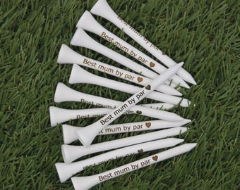 Personalised golf tees bamboo 70mm - white