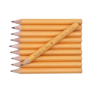 Personalised Mini Pencils Round - Pastel Orange | Laser engraved pencils | Personalised gift | Custom pencils | Wedding pencils | Stationary