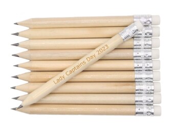 Personalised mini pencils with eraser - natural