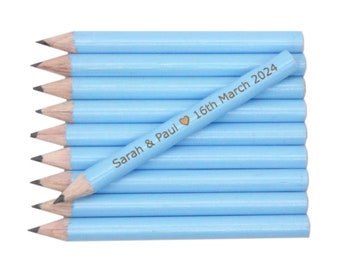 Personalised mini pencils round - pastel blue